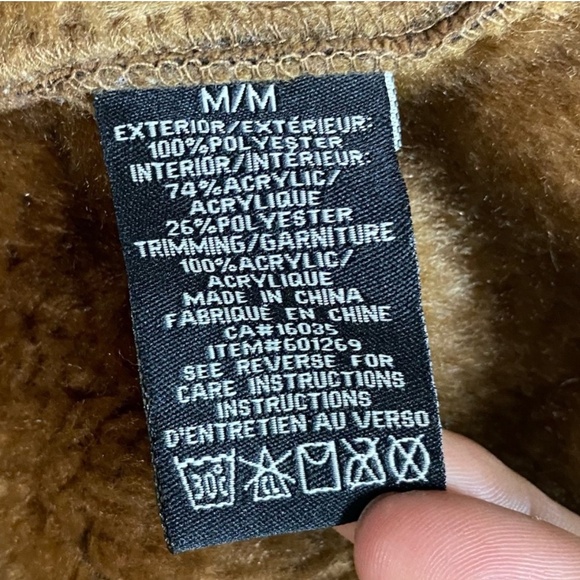 Vintage Lady Hathaway Tan Brown Faux Suede Zip Front Jacket W Faux Fur Collar M - Picture 12 of 16